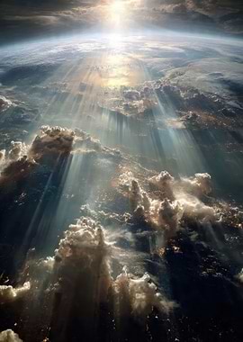 Sunbeams over Earth's Atmosphere