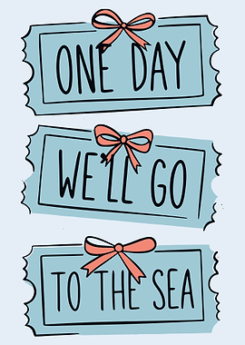 Whimsical Sea Quote Ticket Poster Cute Pastel Typography Wall Art
