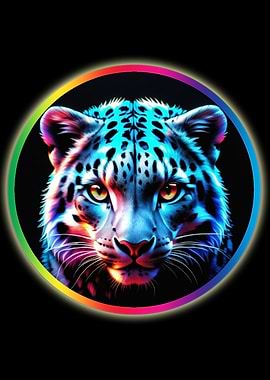 Vibrant Neon Leopard Portrait