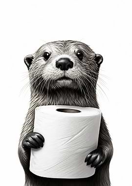 Otter Holding Toilet Paper