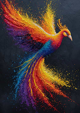 Vibrant Phoenix Bursting with Color