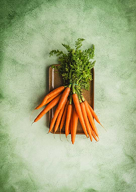 Fresh Carrots on a Tray
