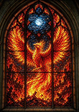 Phoenix Stained Glass Window