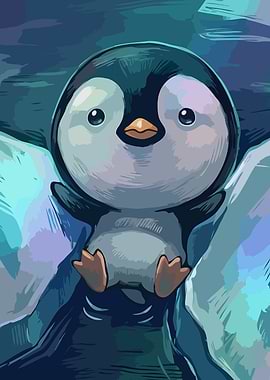 Cute Penguin on Ice