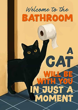 Funny Cat Bathroom Sign