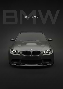 sleek bmw m3 e92 Front View poster
