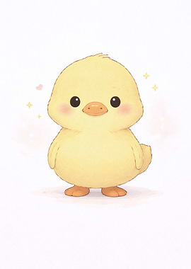 Cute Yellow Duckling Illustration