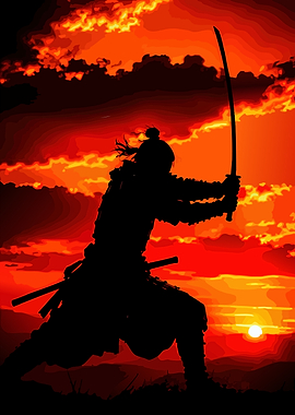 Samurai Silhouette at Sunset
