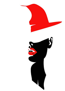 Minimalist Woman with Red Hat and Lips