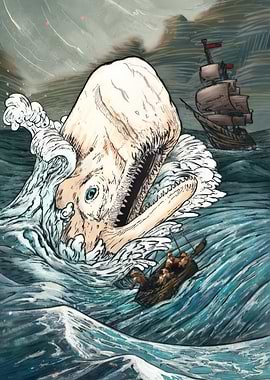Whale attacks ship in stormy sea