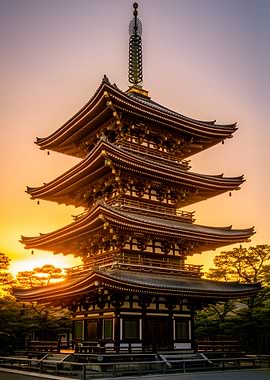 Five-Story Pagoda at Sunset