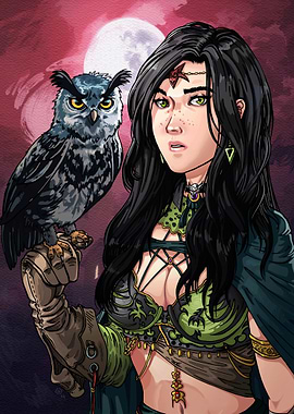 Fantasy Woman with Owl