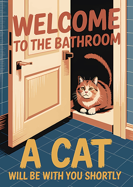 Welcome to the bathroom, a cat will be with you shortly