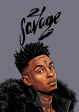 21 Savage Portrait with Text