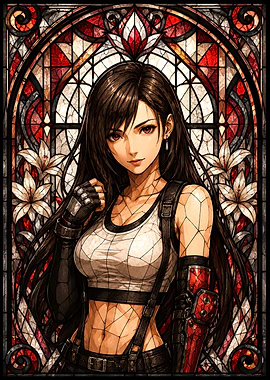 Tifa Lockhart Stained Glass Art