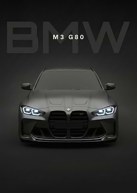 sleek bmw m3 g80 Front View poster