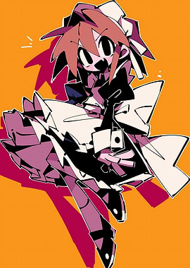 Anime Maid Character with Orange Background