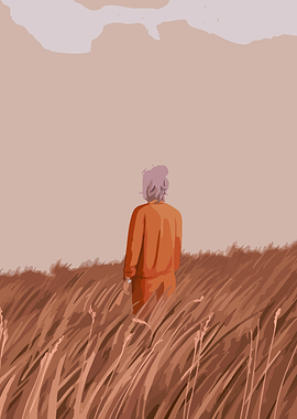 Person in a field of tall grass
