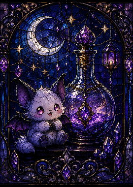 Cute Bat Creature with Magic Potion