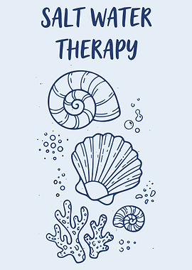 Salt Water Therapy Coastal Wall Art Minimalist Ocean Seashell Poster