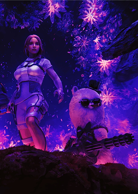 Woman and Bear with Minigun