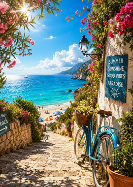 Idyllic Mediterranean Stairway to the Beach