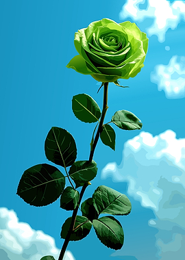Green Rose Against Blue Sky