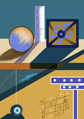 Abstract Still Life with Geometric Shapes