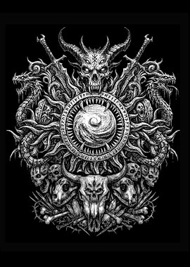 Dark Fantasy Demon Skull Emblem