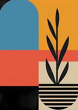 Abstract Geometric Plant Art
