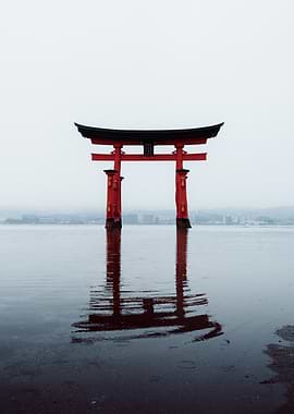 Miyajima Torii Gate Reflection