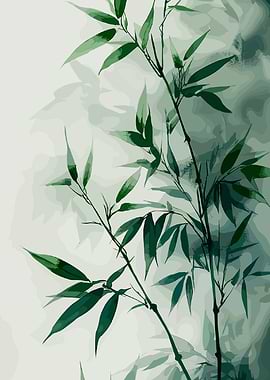 Bamboo Leaves in Watercolor