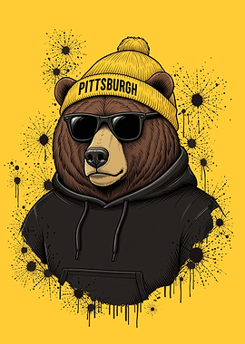 Cool Bear Wearing Pittsburgh Beanie