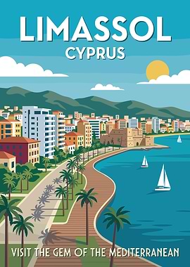 Limassol Cyprus Travel Poster