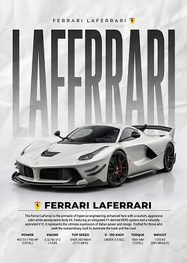 A sleek Ferrari La white Ferrari car poster