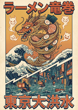 Ramen Dragon Tornado in Flooded Tokyo