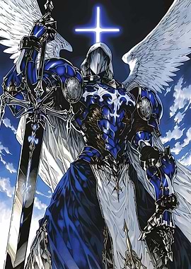Angelic Warrior with Glowing Cross
