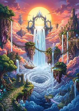 Fantasy Floating Islands Landscape