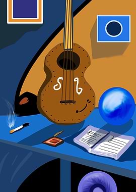 Still Life with Guitar and Music