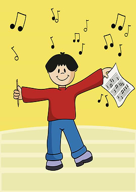 Boy with Music Sheet and Pencil