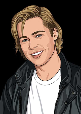 Cartoon portrait of Brad Pitt
