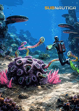 Subnautica Diver Exploring Alien Ocean