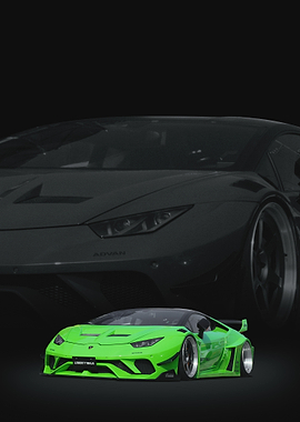 Lime Green Lamborghini aventador LBWK