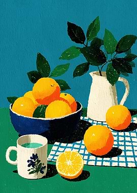Still Life with Oranges and Flowers
