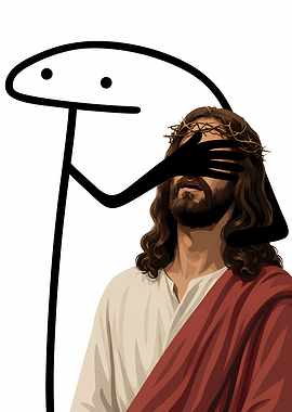 Flork Meme Covering Jesus' Eyes