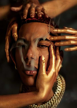 Man with Gold Hands and Smoke