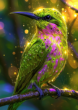 Vibrant Hummingbird with Glittering Feathers