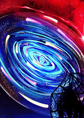 Cosmic Swirl with Celestial Body