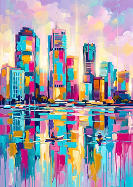 Colorful Abstract City Skyline