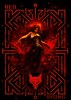 Red Rising Wolf and Woman